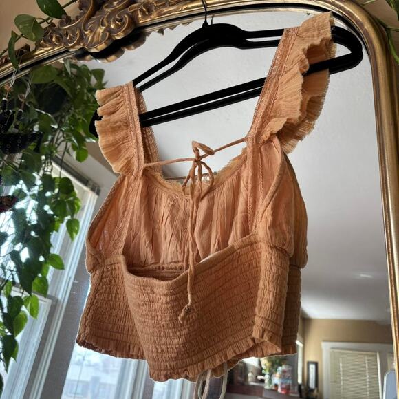 Free People Orange Bohemian Crop Top Small Festival Boho Hippie Fairycore - Picture 6 of 6